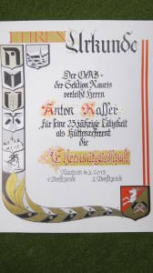 Urkunde - Anton Rasser